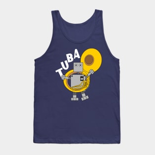 Tuba Robot White Text Tank Top